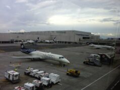 Aviones de Aeroméxico estacionados en la Terminal 2 del Aeropuerto Internacional de Ciudad de México