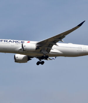 Airbus A350 de Air France, matrícula F-HUVE, fotografiado por Anna Zvereva en agosto de 2024.