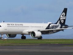 Airbus A321neo de Air New Zealand en el aeropuerto de Auckland; foto de archivo de 2019.