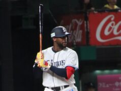Alexander Canario con el uniforme de los Saitama Seibu Lions en 2026