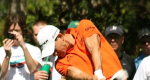 Camilo Villegas durante el Masters de Augusta; fotografía de archivo de 2011.