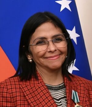 Delcy Rodríguez durante una reunión en septiembre de 2024; retrato de archivo.