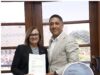 Francisco Villegas junto al documento de su propuesta para Verón municipio