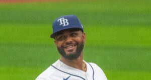 Junior Caminero con el uniforme de los Rays de Tampa Bay en junio de 2026.
