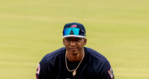 Marco Luciano con el uniforme de Somerset Patriots; fotografía de archivo del 26 de abril de 2026