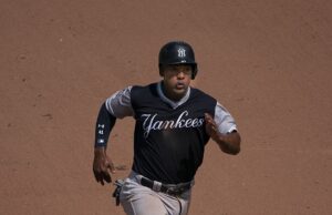 Licey espera a Andújar y Mauricio para inicios de noviembre Miguel Andújar corriendo las bases con los Yankees en Baltimore; foto de archivo del 25 de agosto de 2018.