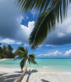 Playa de Punta Cana con palmeras y mar Caribe, imagen ilustrativa de la seguridad turística
