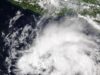 Imagen satelital de Trudy al sur de México el 13 de octubre de 2026, cuando era tormenta tropical; no representa su posición del 17 de octubre.