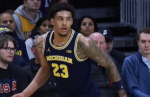 Yaxel Lendeborg durante Michigan–Northwestern, el 11 de febrero de 2026; fotografía de archivo de TonyTheTiger